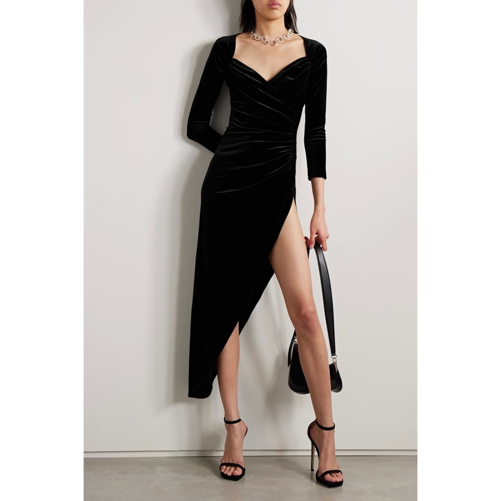 Norma Kamali Witchy Soft Goth Side Drape Velvet Gown NWT Women’s Size Medium